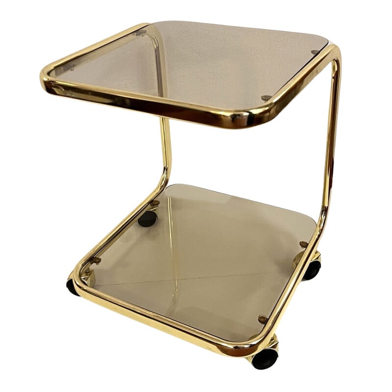 Vintage glass and metal coffee table for Huwa-Spiegel Parsol, Germany 1970