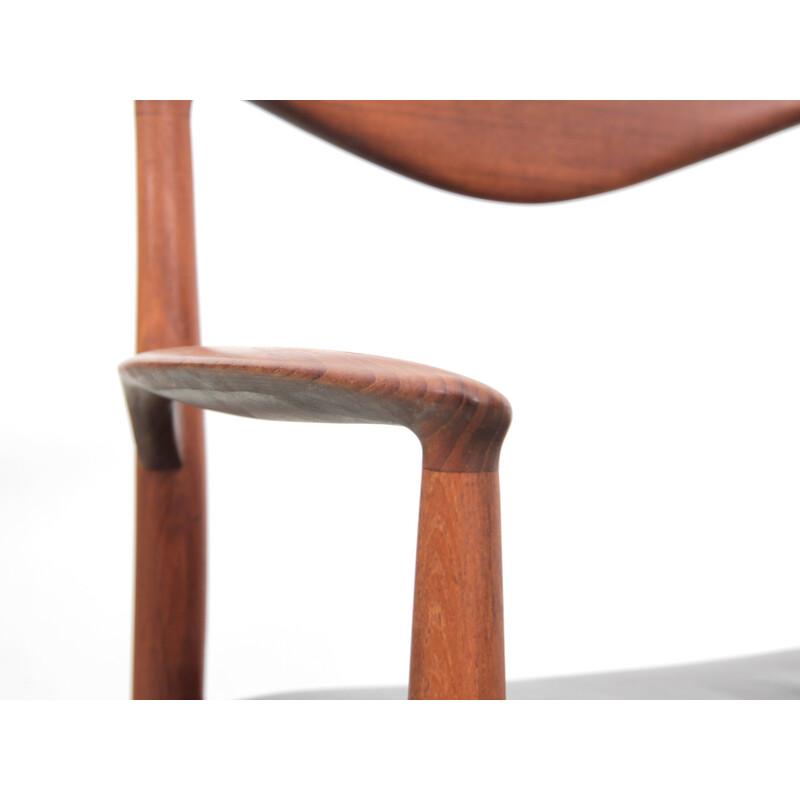 Vintage teak and black leather armchair by Kai Lyngfeldt-Larsen for Søren Willadsen