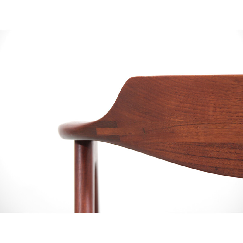 Vintage office armchair in teak and black leather by Erik Kirkegaard for Hong Stolefabrik