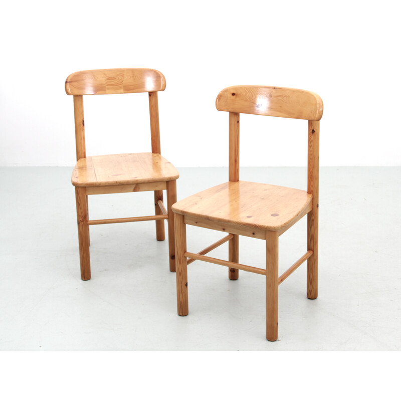 Pair of vintage solid pine chairs by Rainer Daumiller for Hirtshals Savvaerk, 1970