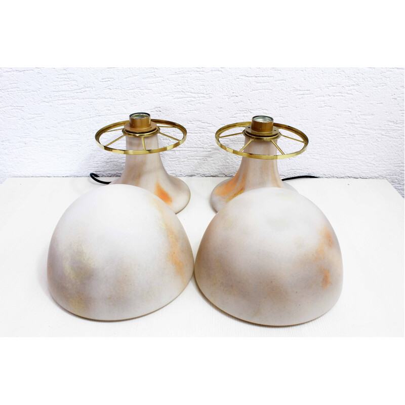 Paar Vintage Pilz Lampen aus Glaspaste für Limburg, Deutschland 1970