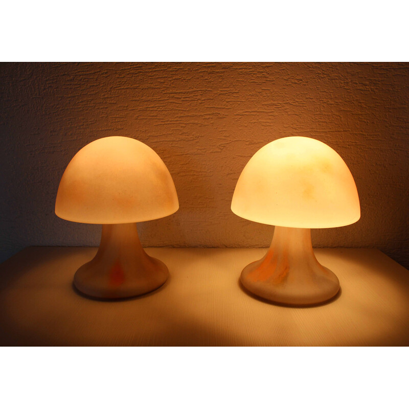 Coppia di lampade vintage a fungo in pasta di vetro per Limburg, Germania 1970