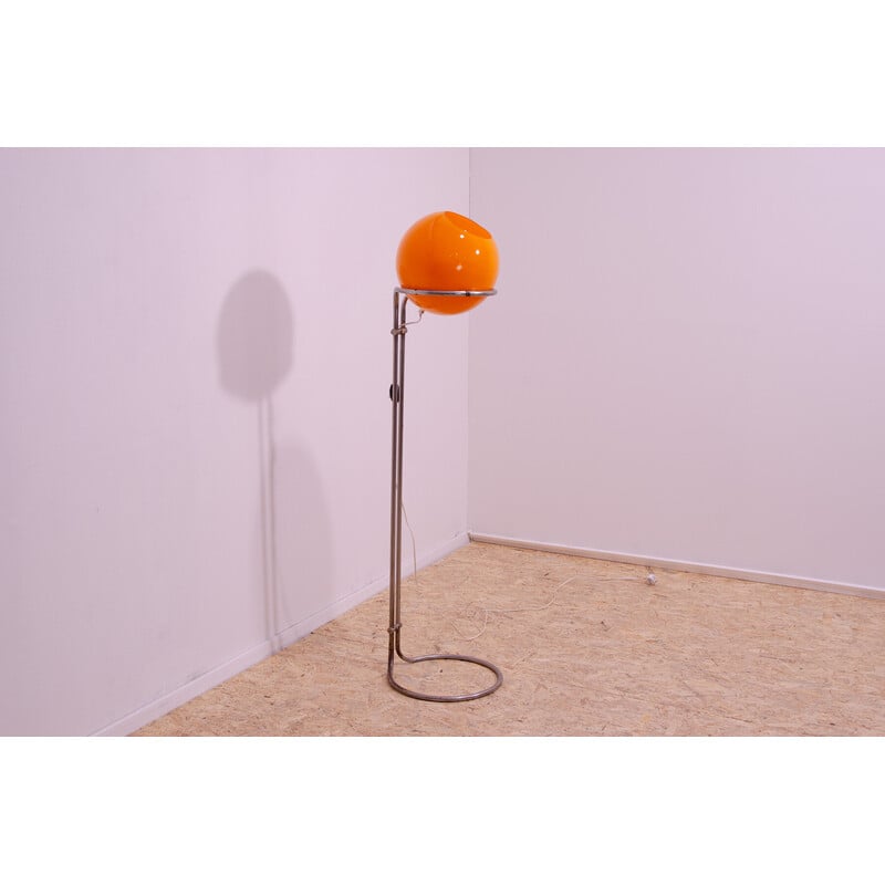 Orangefarbene Stehlampe aus opakem Glas von Tibor Hazi, Ungarn 1973