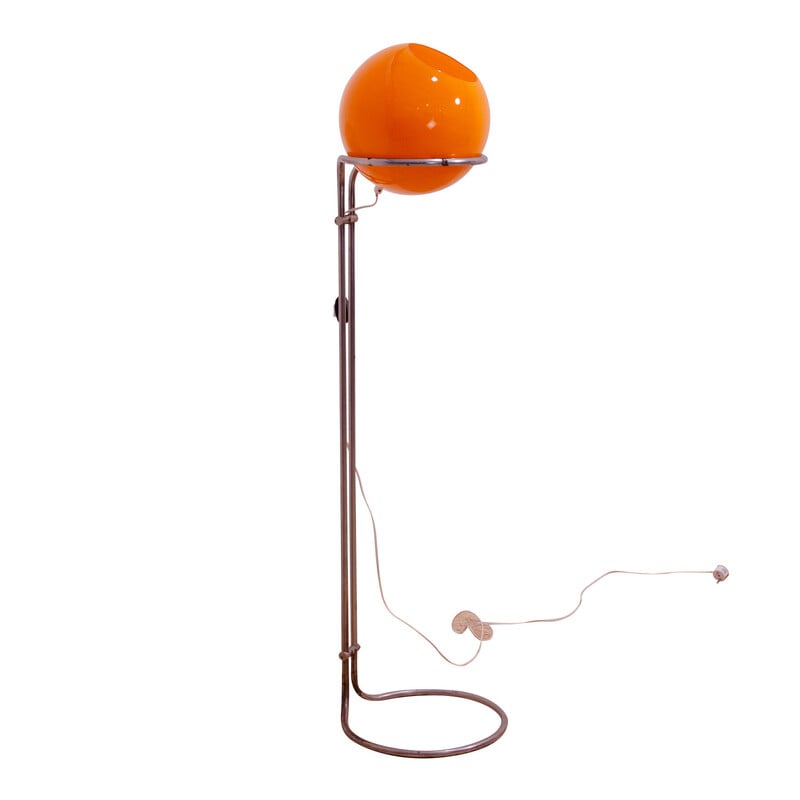 Lampadaire vintage en verre opaque orange par Tibor Hazi, Hongrie 1973