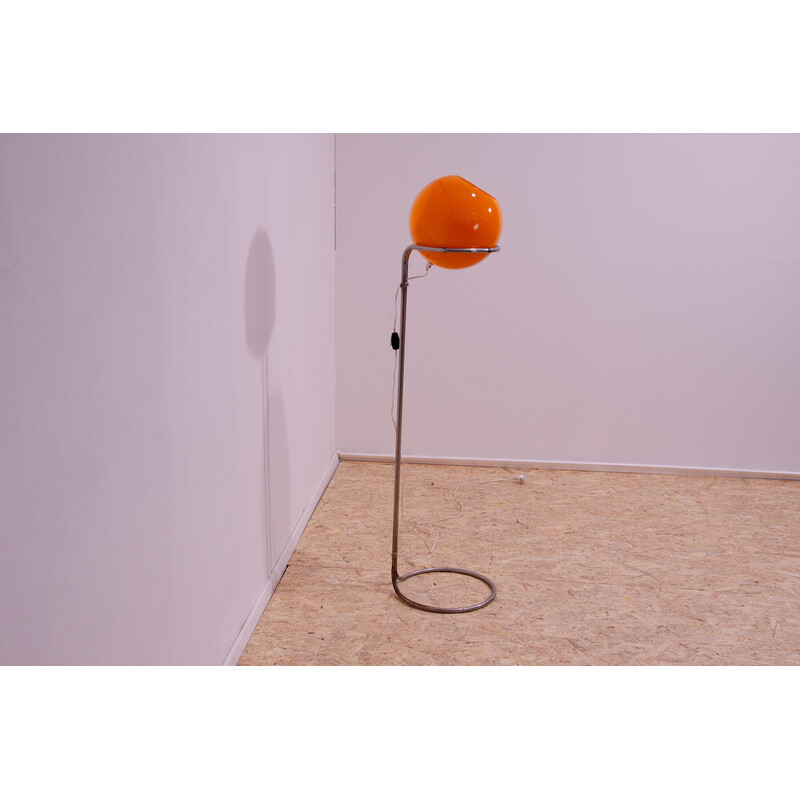 Vintage opaque orange glass floor lamp by Tibor Hazi, Hungary 1973