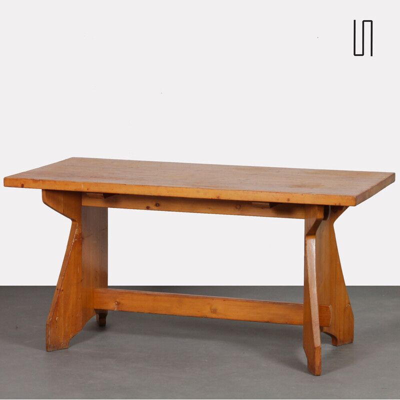 Vintage solid pine dining table by Jacob Kielland-Brandt for I. Christiansen, 1960