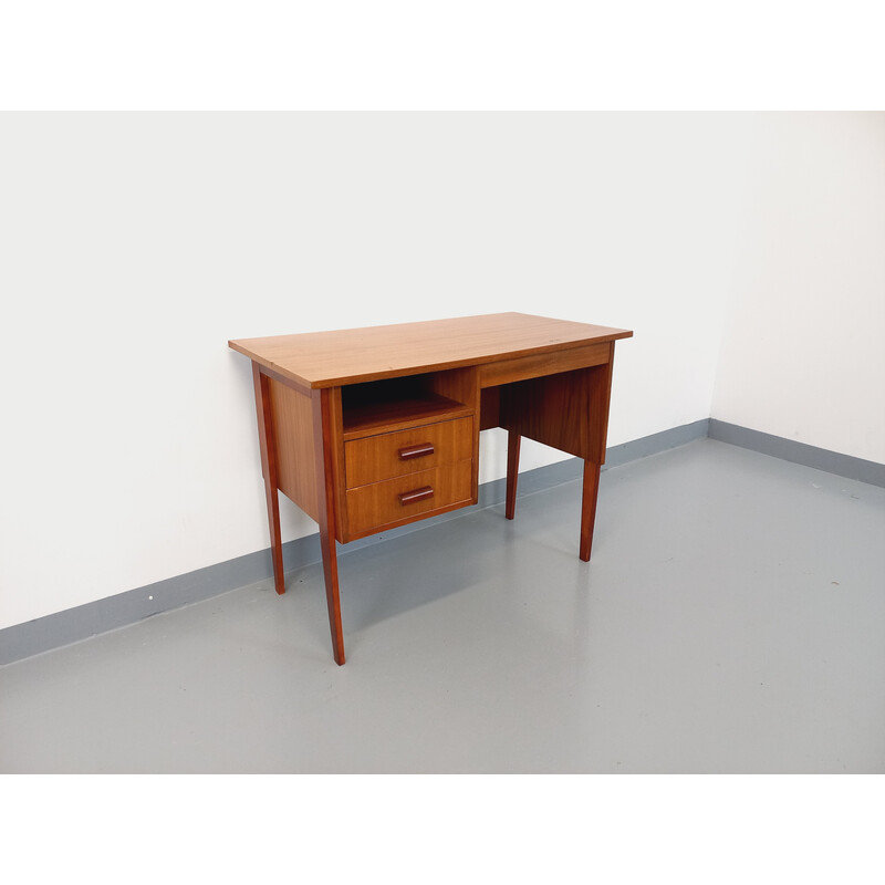 Vintage teak and beech wooden desk, 1960