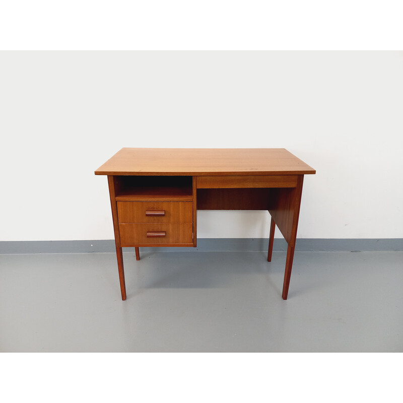 Vintage teak and beech wooden desk, 1960