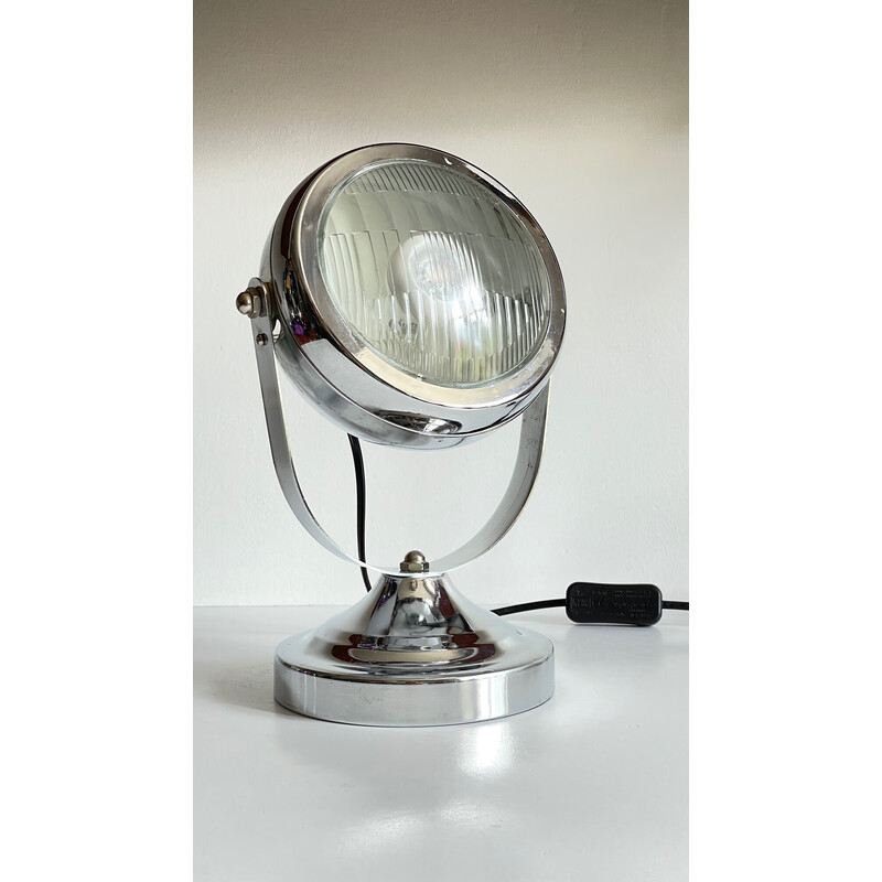 Draaibare vintage lamp in de vorm van een metalen koplamp, 1990