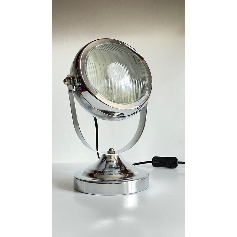 Lampe vintage orientable en forme de phare de voiture en métal, 1990