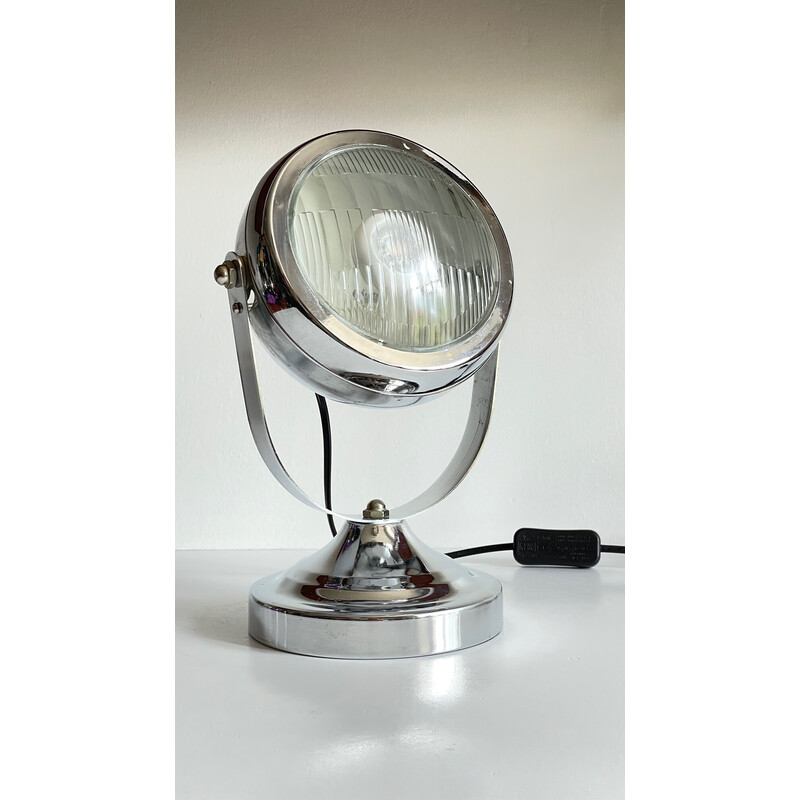 Vintage adjustable lamp in the shape of a metal car headlight, 1990