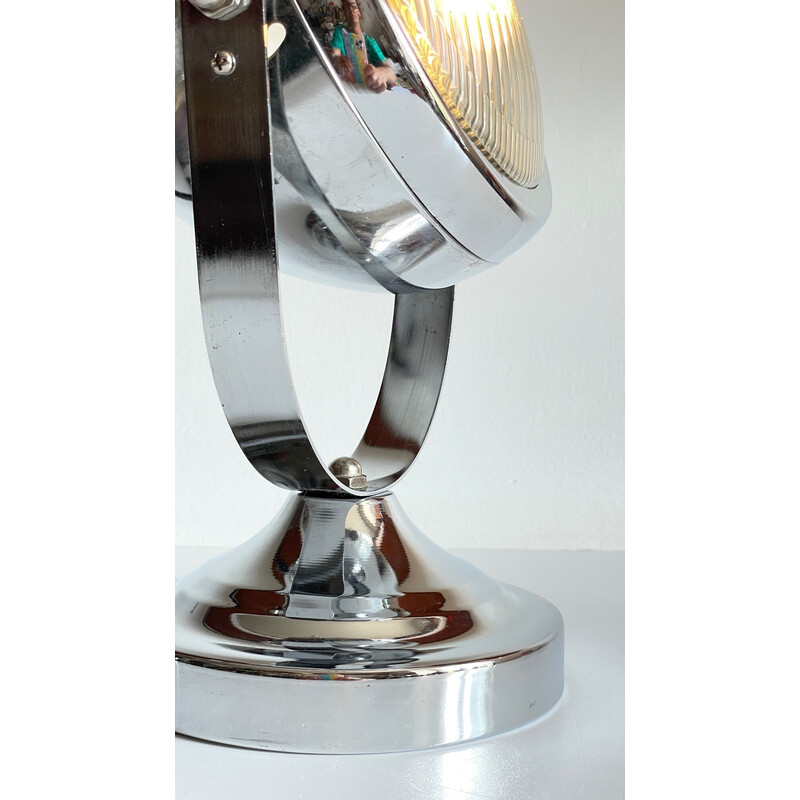 Draaibare vintage lamp in de vorm van een metalen koplamp, 1990