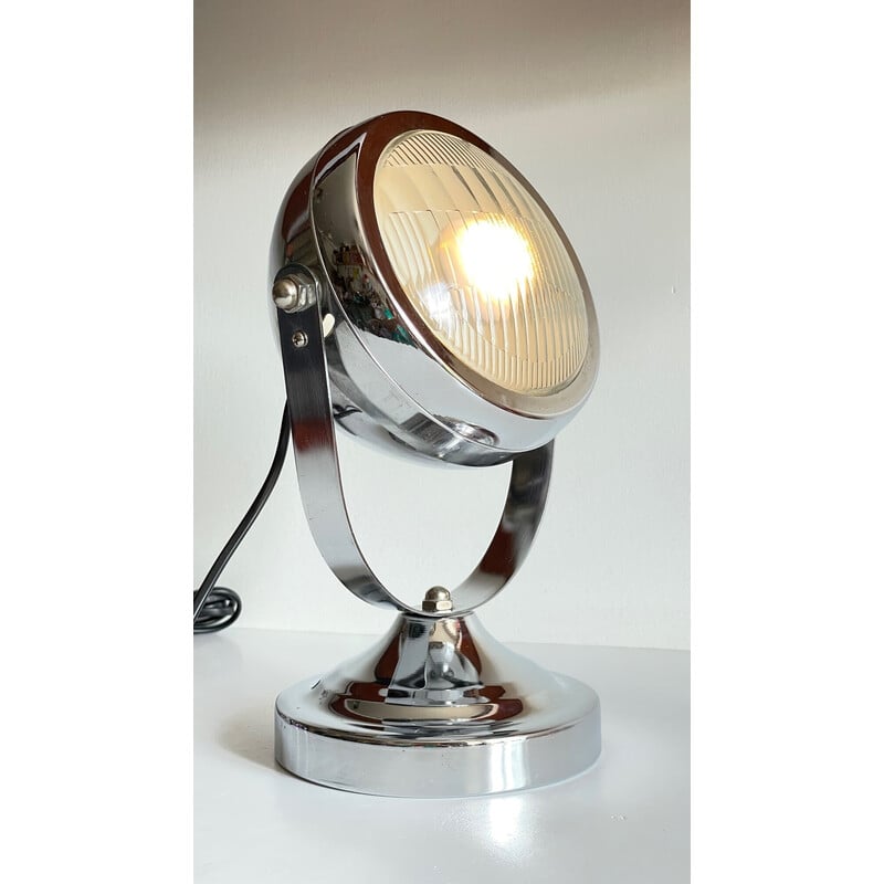Lampe vintage orientable en forme de phare de voiture en métal, 1990