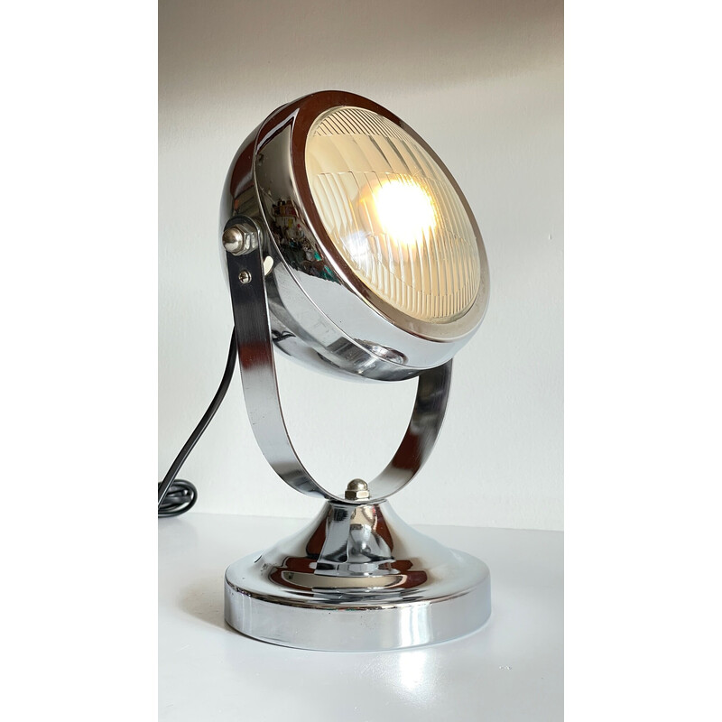 Vintage adjustable lamp in the shape of a metal car headlight, 1990