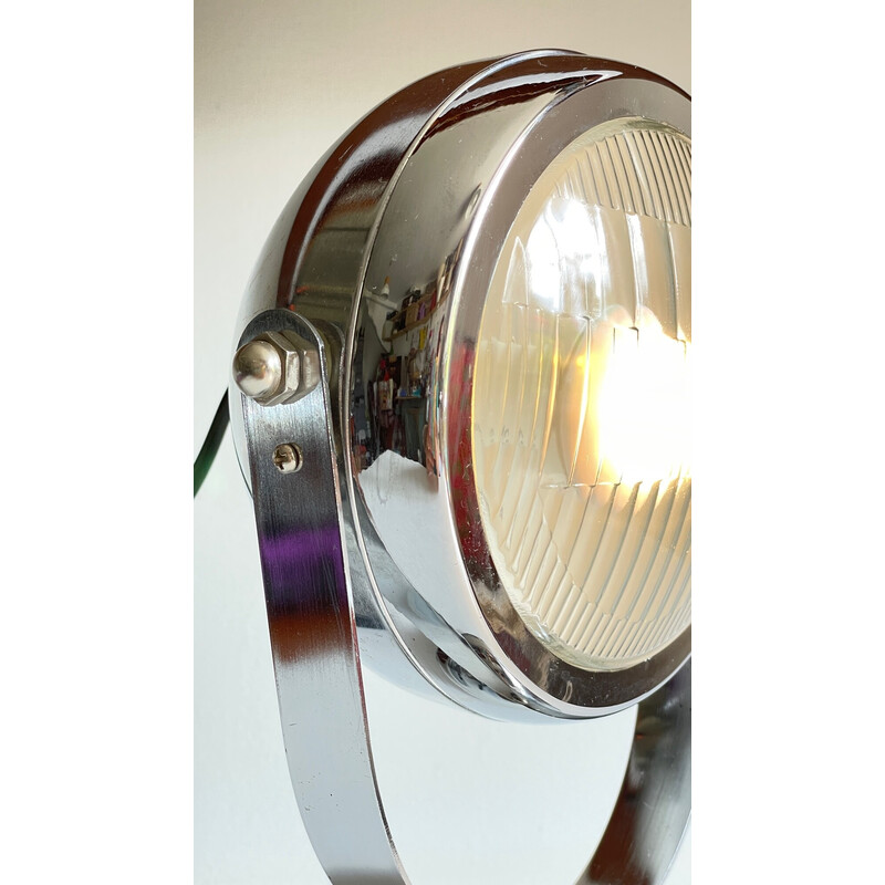 Vintage adjustable lamp in the shape of a metal car headlight, 1990