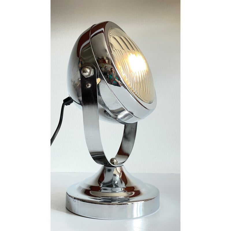Vintage adjustable lamp in the shape of a metal car headlight, 1990