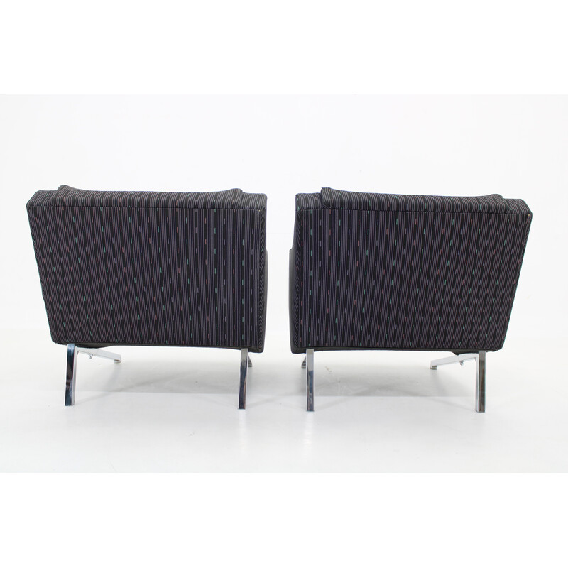 Pair of vintage chrome steel armchairs, Italy 1970