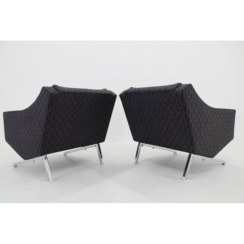 Pair of vintage chrome steel armchairs, Italy 1970