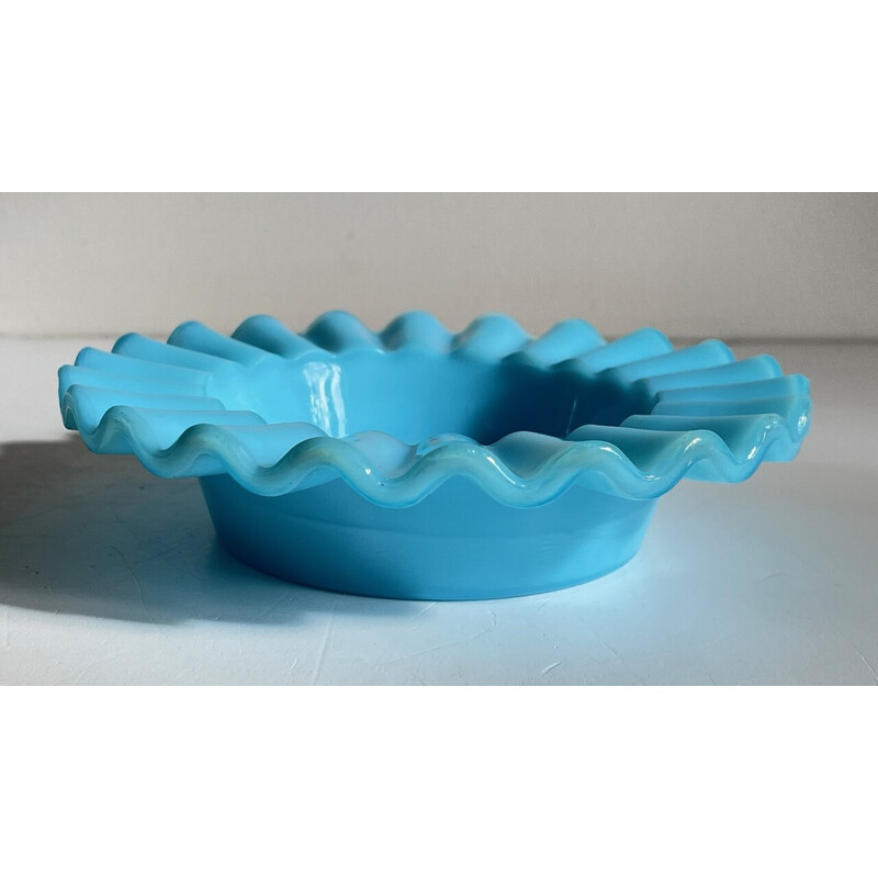 Vintage pocket ashtray in blue opaline glass