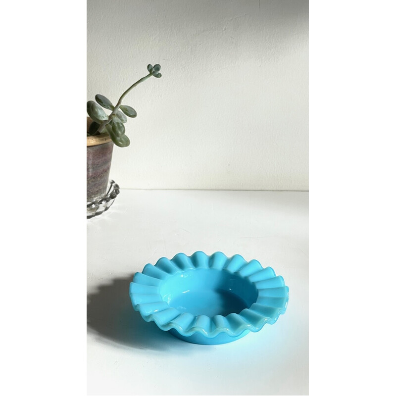 Vintage pocket ashtray in blue opaline glass