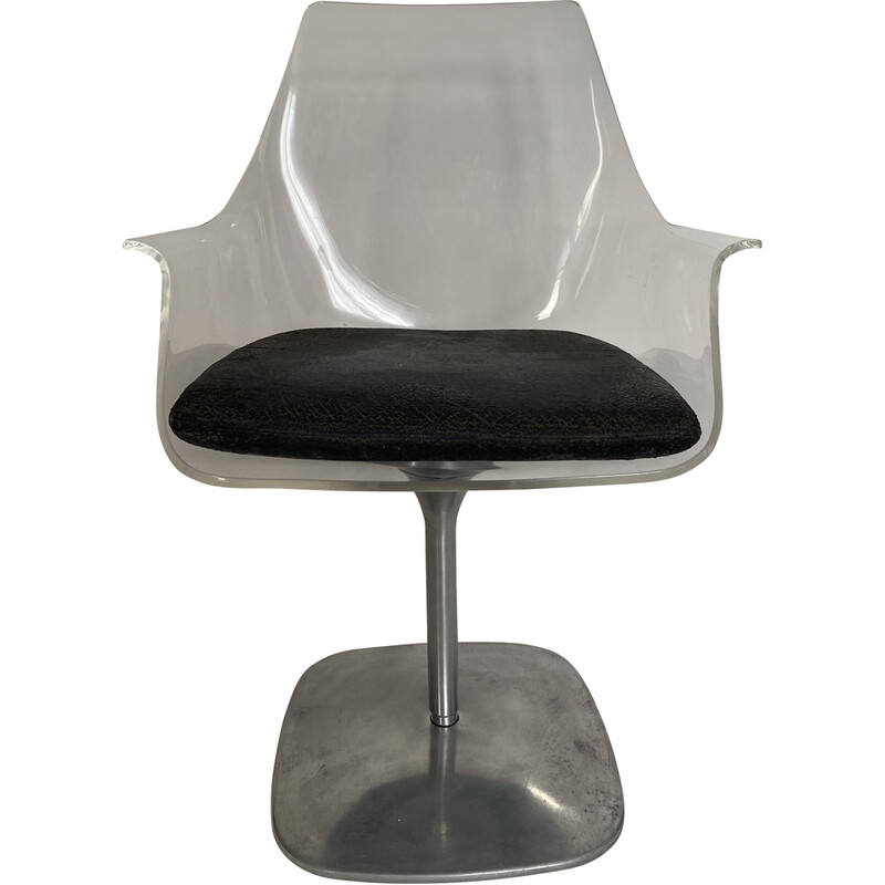 Chaise vintage en plexiglas et métal