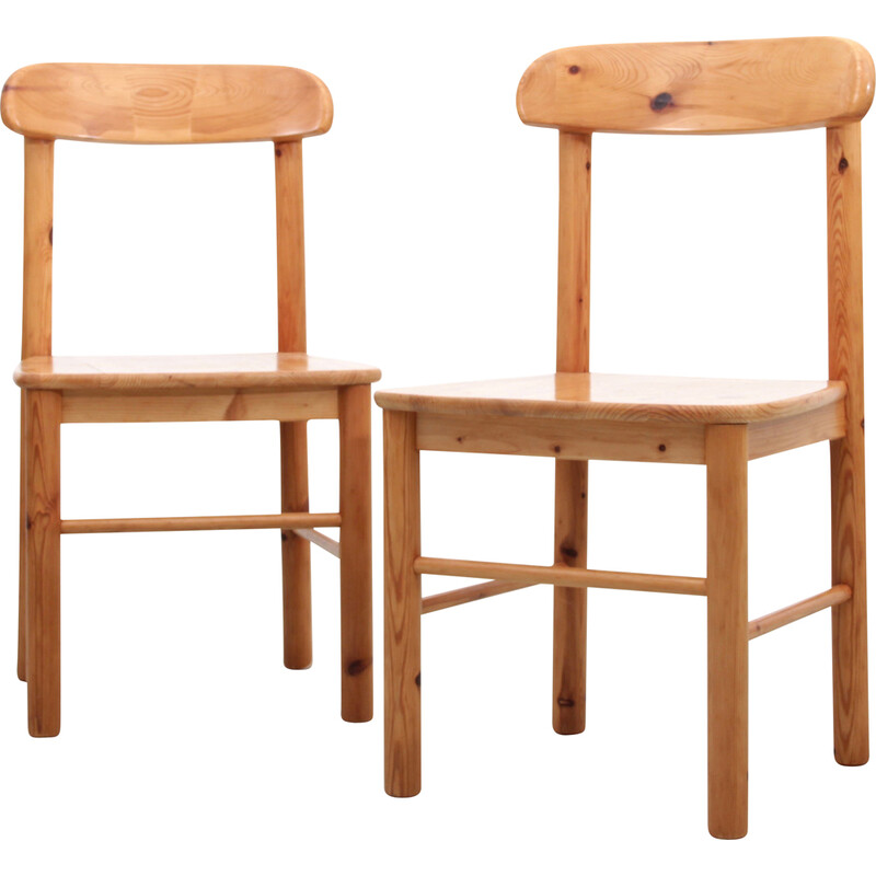 Pair of vintage solid pine chairs by Rainer Daumiller for Hirtshals Savvaerk, 1970