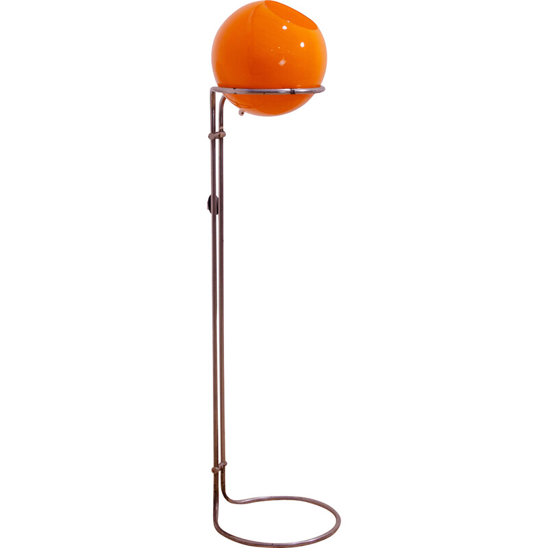 Lampadaire vintage en verre opaque orange par Tibor Hazi, Hongrie 1973