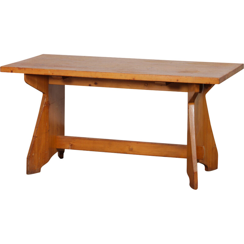 Vintage solid pine dining table by Jacob Kielland-Brandt for I. Christiansen, 1960