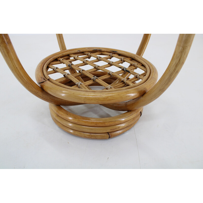 Pair of vintage rattan tables, Europe 1970