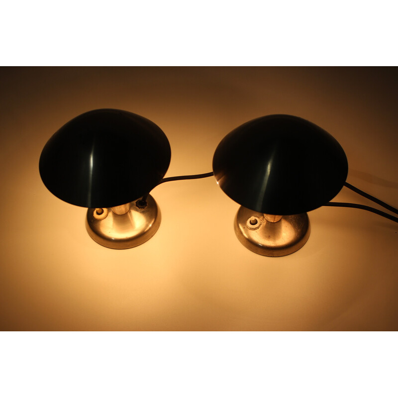 Paire de lampes vintage Bauhaus chromées, Tchécoslovaquie 1930