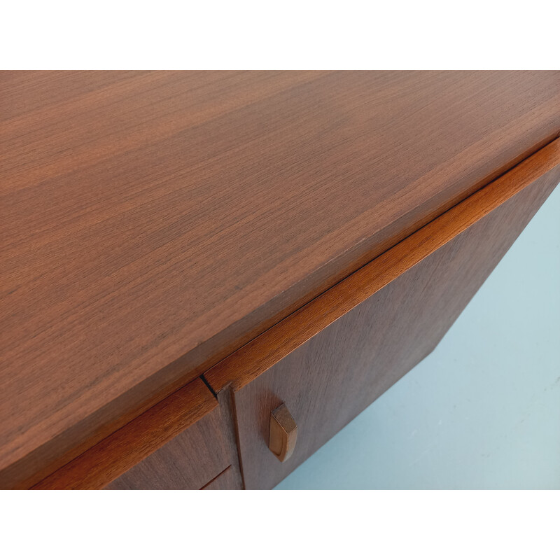 Vintage low sideboard in teak and black metal, 1960