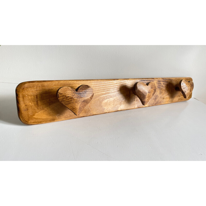 Vintage coat rack in waxed wood filled with poetry, 1990