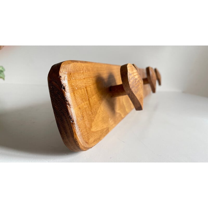 Vintage coat rack in waxed wood filled with poetry, 1990