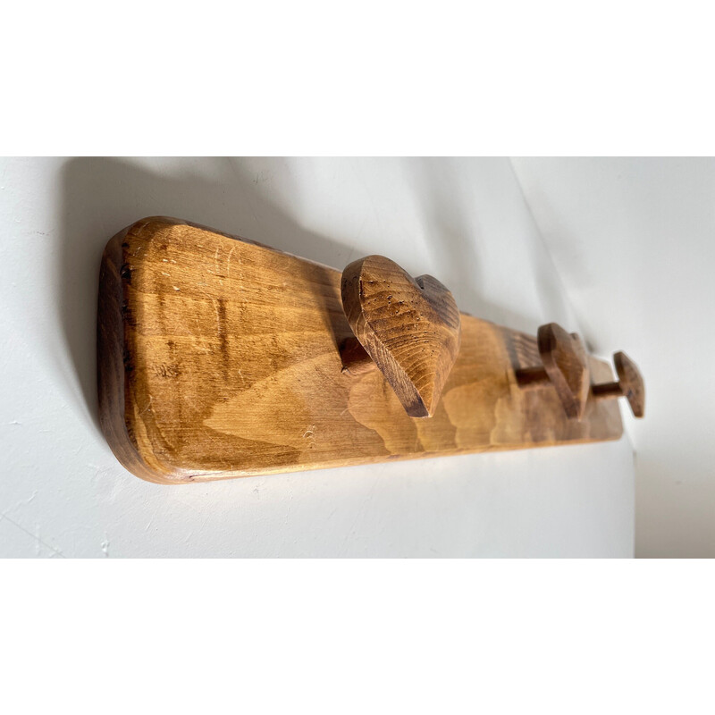 Vintage coat rack in waxed wood filled with poetry, 1990