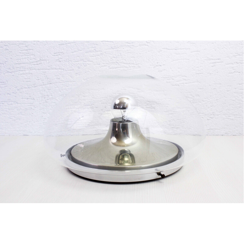 Vintage Space Age ceiling lamp in chrome metal and aluminum for Limburg, Germany 1970