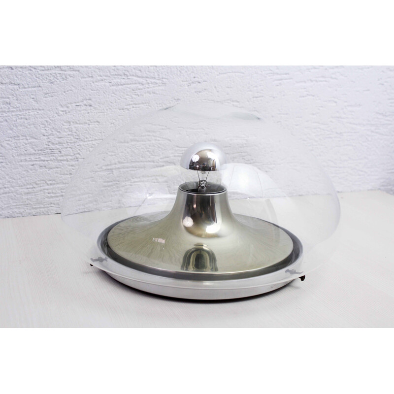 Vintage Space Age ceiling lamp in chrome metal and aluminum for Limburg, Germany 1970