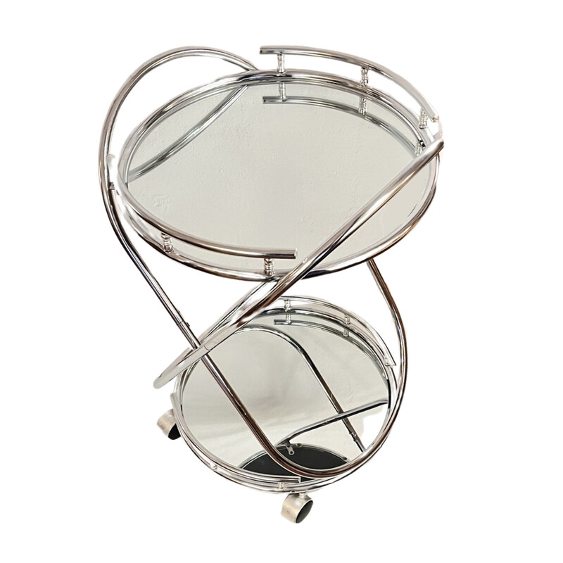 Vintage mobile table in chrome glass and metal for Signal, 1990