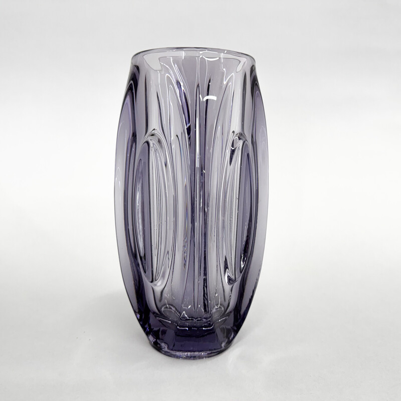 Vintage glass vase by Rudolf Schrotter for Rosice Glassworks, Czechoslovakia 1950