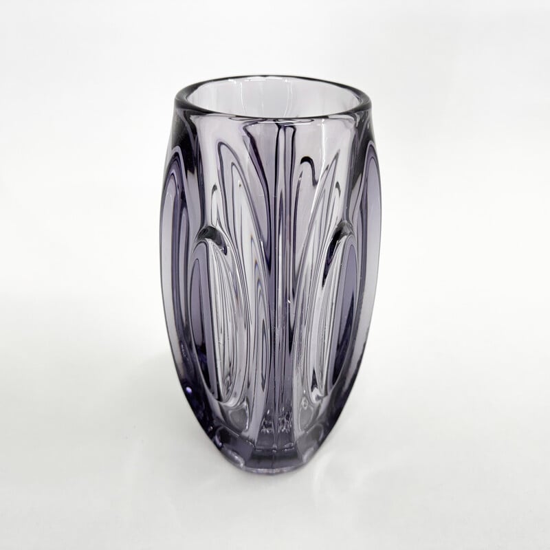 Vase vintage en verre par Rudolf Schrotter pour Rosice Glassworks, Tchécoslovaquie 1950
