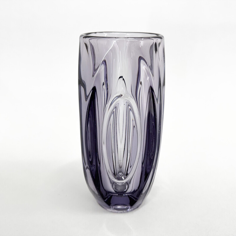 Vintage glass vase by Rudolf Schrotter for Rosice Glassworks, Czechoslovakia 1950