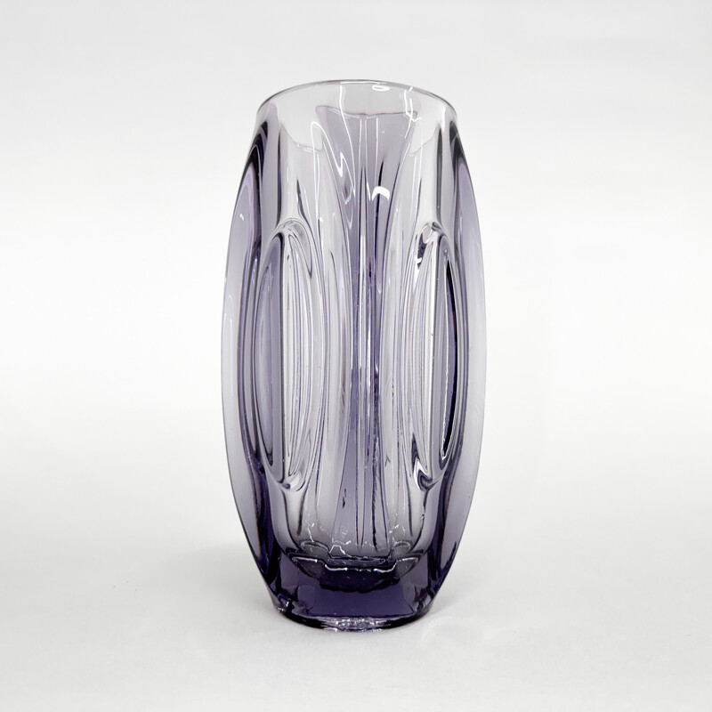 Vintage glass vase by Rudolf Schrotter for Rosice Glassworks, Czechoslovakia 1950