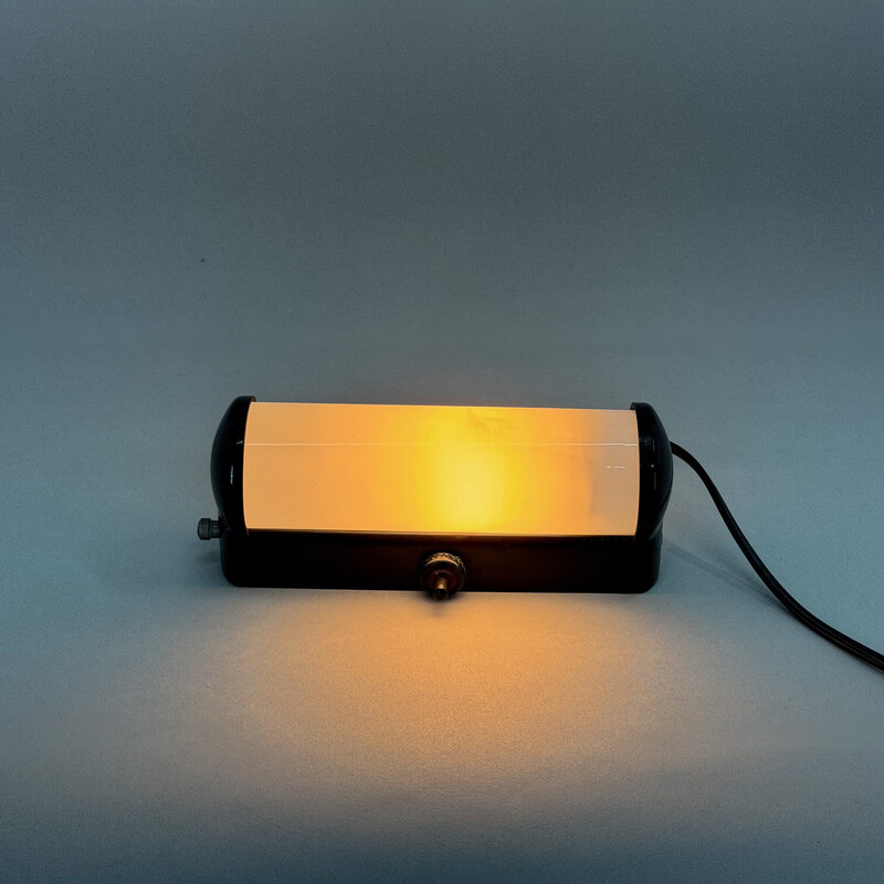 Vintage bakelite and milk glass wall lamp, Czechoslovakia 1950