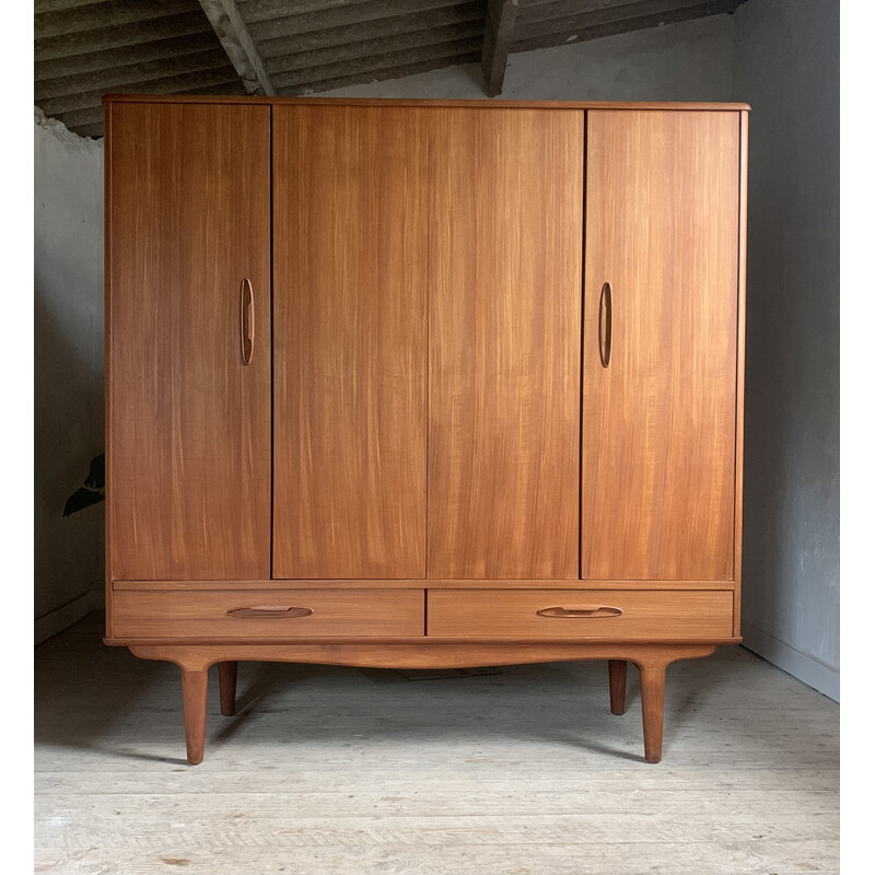 Vintage teak wardrobe with 4 doors, 1960