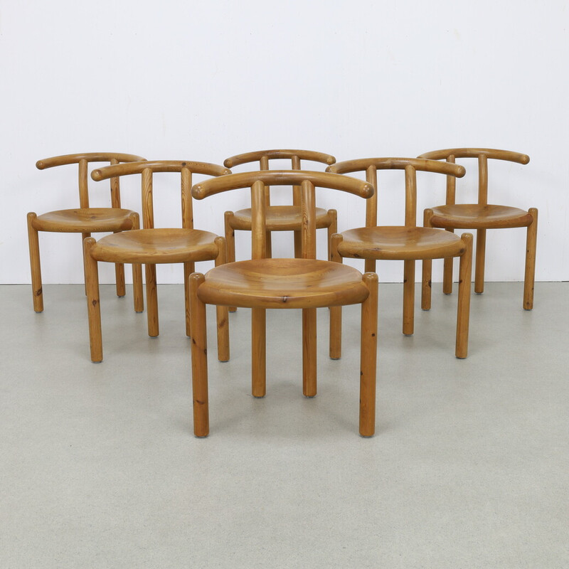 Set of 6 vintage pine dining chairs by Rainer Daumiller for Hirtshals Savvaerk, 1970