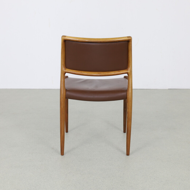 Lot de 6 chaises à repas vintage modèle 80 en cuir par Niels Møller pour J.L. Møllers Møbelfabrik, 1960
