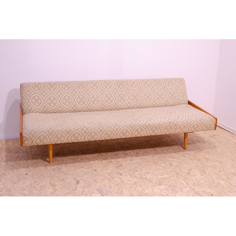 Vintage Eschenfurnier Schlafsofa, Tschechoslowakei 1970