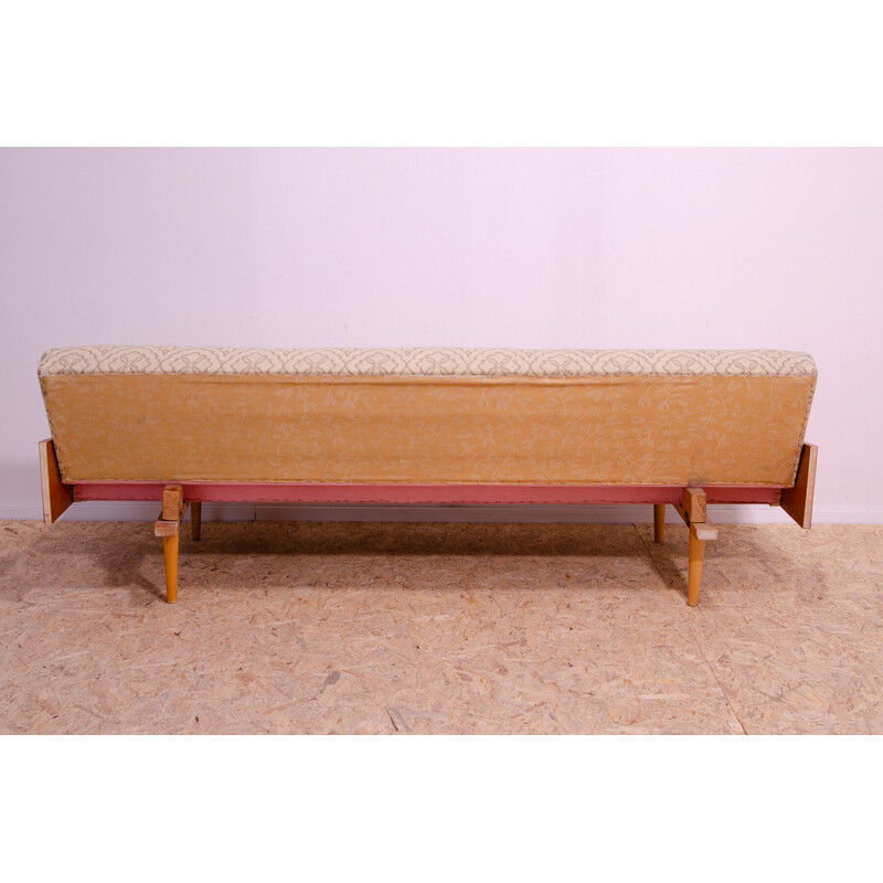 Vintage ash veneer sofa bed, Czechoslovakia 1970