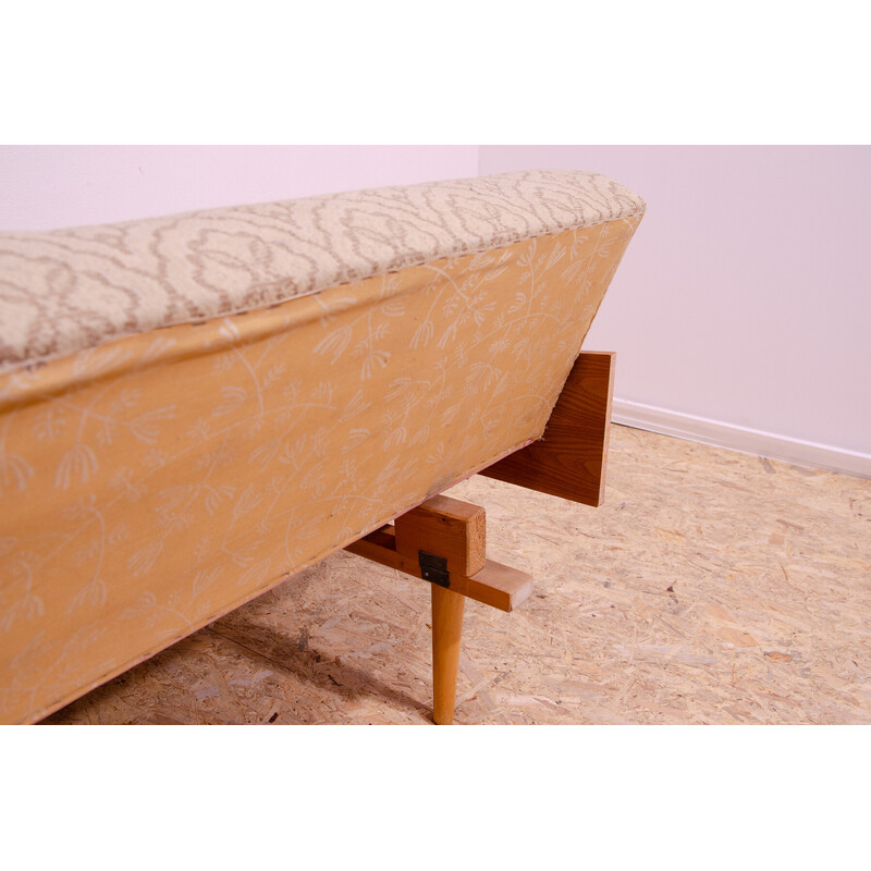 Vintage ash veneer sofa bed, Czechoslovakia 1970