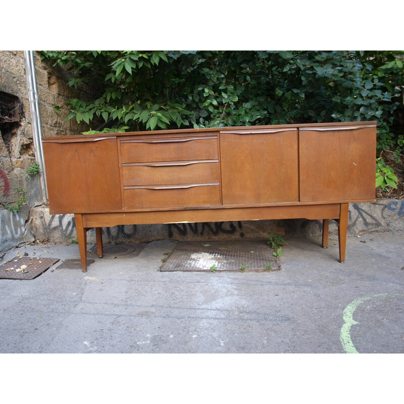 Mid-century teak light brown straight-lined sideboard - 1960s