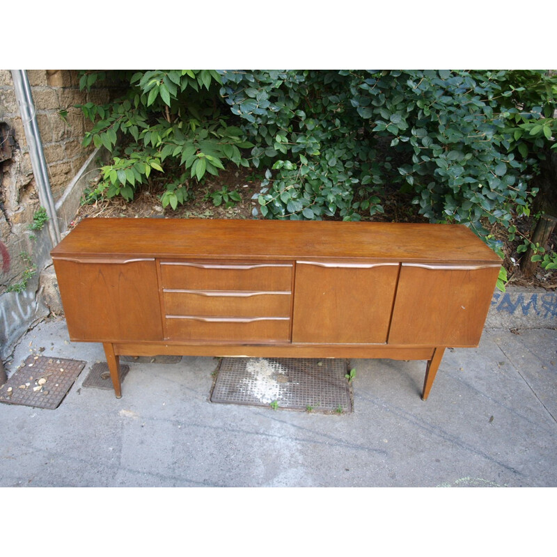 Mid-century teak light brown straight-lined sideboard - 1960s